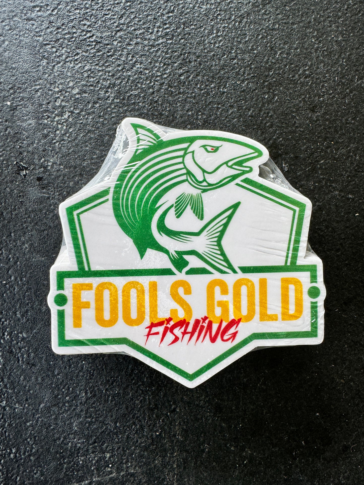 3” Fools Gold Fishing Sticker