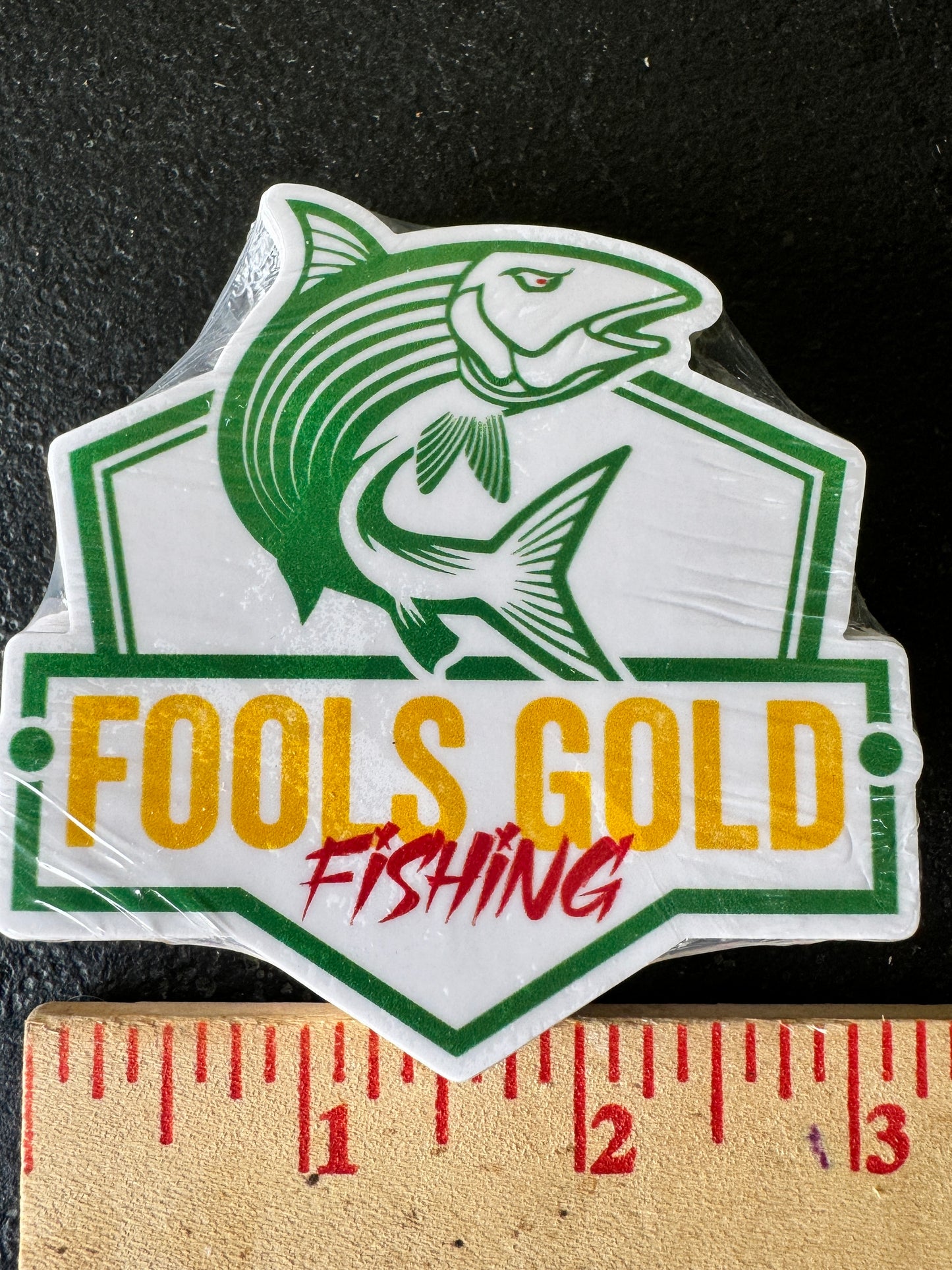 3” Fools Gold Fishing Sticker